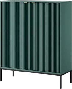 Cubero komoda wysoka 2-drzwiowa 140 cm nowoczesna z ryflowanymi frontami i metalowymi nogami