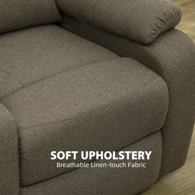 HOMCOM Fotel Relaksacyjny, Funkcja Leżenia i Podnóżek, Regulowany, do 150 kg, Stelaż Stalowy, 90 x 96 x 98 cm, Brązowy