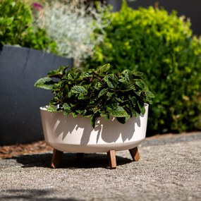 Donica ogrodowa okrągła Gracia Low ECO Wood 38 cm biała PROSPERPLAST