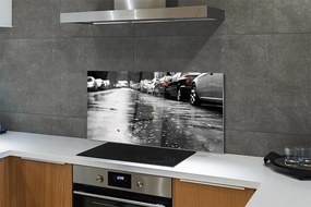 Panel szklany do Kuchni Samochody na Jesiennej Drodze