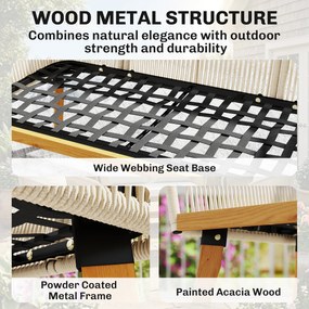 Outsunny Zestaw Mebli Ogrodowych 4-częściowy Rattanowy Zestaw Wypoczynkowy z Sofą Dwuosobową, 2 Fotelami, Stolik z Laminowanym Drewnem Akacjowym, Grube Zdejmowane Poduszki | Aosom PL