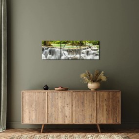 Obraz wodospadów (z zegarem) (90x30 cm)