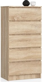 Komoda AKORD K60 Dąb Sonoma 60 cm 5 szuflad kolor Dąb Sonoma mat 60x40x121 cm