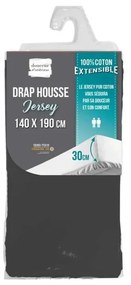 Antracytowe dżerzejowe prześcieradło z gumką 140x190 cm Jersy – douceur d'intérieur