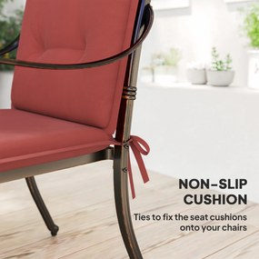 Outsunny Zestaw 4 Poduszek na Krzesła 108 x 50 x 5 cm z Paskami, Do Użytku Zewnętrznego i Wewnętrznego Bordowy