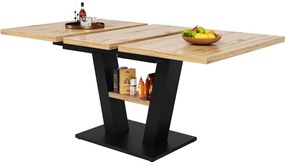 Rozkładany stół jadalny dla 4-6 osób - 118/157 x 70 x 75 cm - Rozkładany blat - MDF + Nogi metalowe - Naturalny + czarny