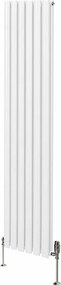 Grzejnik kolumnowy owalny i zawory - 1800 mm x 360 mm - biały