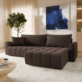 Masseno Narożnik FRIGA z funkcją spania i pojemnikiem na pościel Narozniki L, Rozkładana sofa - Brązowy, ARAGON 26