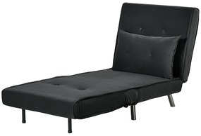 HOMCOM Fotel do wypoczynku z funkcją spania, fotel rozkładany, ozdobny przeszycia, aksamit, 77 cm x 88 cm x 83 cm, czarny