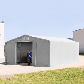 TOOLPORT 8x8m Hala namiotowa - 3,0 m wysokość ścian bocznych z bramą przesuwną, PRIMEtex 2300, szary, bez statyki - (80003)