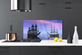 Panel Szklany Kolorowe Łodzie Na Falach