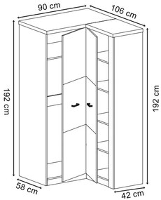 Garderoba narożna kraft biały - Dagna
