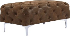 Puf chesterfield z mikrofibry o wyglądzie postarzanej skóry EDWINA