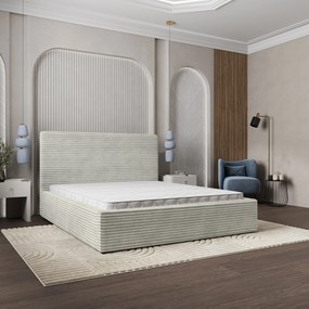 Masseno Łóżko Tapicerowane MIRETTI z pojemnikiem na pościel 180x200 cm - Jasnoszary, TILIA 83