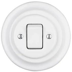Bohemia-Design - Porcelanowy retro jednoprzyciskowy wyłącznik z ramką nr. 7 biały