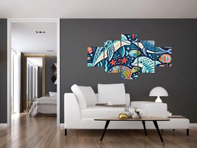 Obraz – Rysowane zwierzęta wodne (125x70 cm)