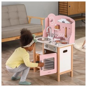 Viga polarb drewniana kuchnia z akcesoriami silver - pink