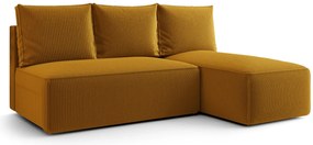 Musztardowy narożnik rozkładany z pojemnikiem C3-M68