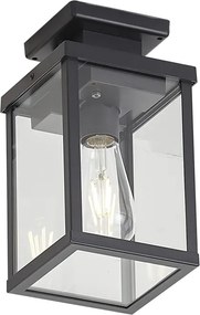 Nowoczesna zewnętrzna lampa sufitowa czarna z czujnikiem ruchu i zmierzchu IP44 - Rotterdam