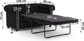 Czarna aksamitna rozkładana sofa 148 cm York Blik – Ropez