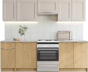 Nowoczesne meble kuchenne 240 cm dąb cremona + kaszmir P7-E79