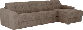 Kanapa narożna rozkładana z typu express w tkanininie teksturowanej taupe - Powierzchnia spania 160 cm - Materac 22 cm z pianką memory - DARIELO