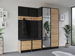 Garderoba EDEN 21  Dąb Craft Złoty + Czarny