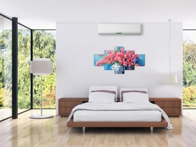 Obraz - Wazon z różowymi kwiatami (125x70 cm)