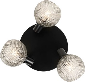 Designerski reflektor czarny z przydymionym szkłem 3-punktowy okrągły - Chico