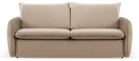 Beżowa aksamitna rozkładana sofa 214 cm Vienna – Cosmopolitan Design