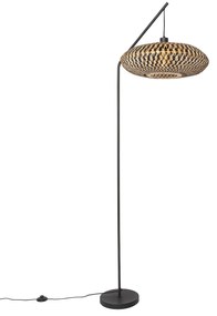 Orientalna lampa podłogowa czarna bambusowa - OstravaKolonialny Oswietlenie wewnetrzne