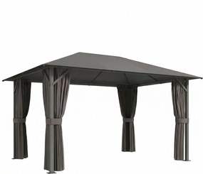 Outsunny Altana ok. 4x3m Wodoodporna Stabilna Zimowa Altana z Moskitierą, 4 ścianami, wentylacją i otworami odpływowymi | Aosom PL