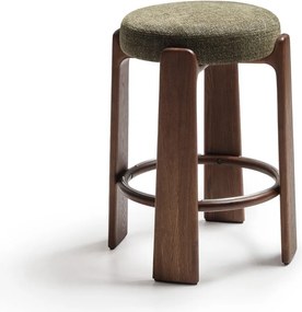 Zielony/w ciemnym naturalnym kolorze hoker z litego drewna jesionowego (wysokość siedziska 65 cm) Granite – Kave Home