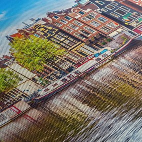 Obraz - Tańczące domy, Amsterdam (z zegarem) (90x30 cm)