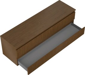 Mexen Rivel szafka łazienkowa podumywalkowa 160 cm z blatem, 2 szuflady, ryflowana , orzech - 91A20-16047-2-BFFC86