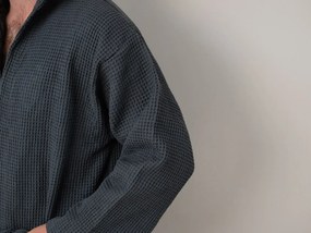 Szlafrok waflowy z kapturem SPAFFLE, ciemnoszary Wielkość: L/XL