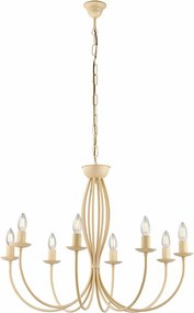 Botte - Żyrandol z żelaza lakierowanego na kolor kości słoniowej z dekoracją z efektem piklowania, 8 świateł, 120 cm - Ø74 cm - BL147-8-AV