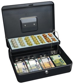 Stalowa kasetka euro TS.015.EUR.FIX czarna, 9,5 x 31 x 25,5 cm