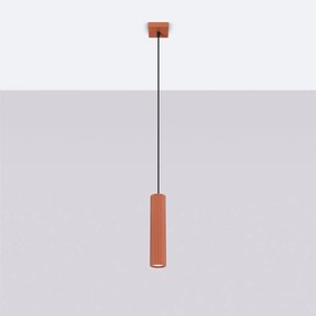 Lampa wisząca KARBON 1 ochra czerwona ryflowana SOLLUX  LIGHTING