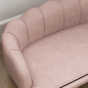 PawHut Sofa dla Zwierząt Domowych dla Średnich i Dużych Psów do 25 kg, Solidne Drewno, Wyściełana, Różowa