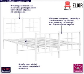 Białe industrialne łóżko metalowe 120x200 cm Zofrox