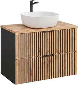 Szafka pod umywalkę XILO BLACK WOTAN 82 80cm czarna/dąb