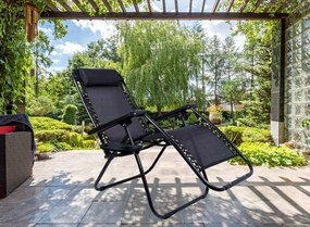 Relaksacyjny fotel plażowy, ogrodowy Regina, czarny