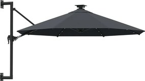 Okrągły parasol ścienny z oświetleniem LED antracyt H7-N90