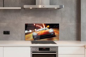 Panel szklany do Kuchni Sportowe Auto w Nocnym Mieście