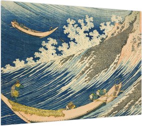 Obraz na szkle - Katsushika Hokusai, Fishing Boats at Choshi in Shimosa (Soshu Choshi) , reprodukcje (70x50 cm)