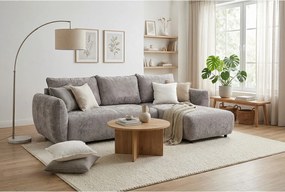 Stylowy narożnik rozkładany prawostronny ZEPHIRA 258x170 cm w tkaninie FLOW 1 szarej