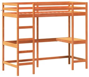 Brązowe łóżko na antresoli z biurkiem 90x190 S8-M87