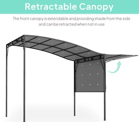 Outsunny Pawilon z rozkładaną częścią dachu, odporny na warunki atmosferyczne, 3 x 2,5 m, ciemnoszary | Aosom PL