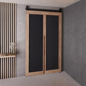 Drzwi Przesuwne QUDIO M1 Dąb Craft Złoty + Czarny 100
